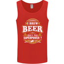 I Brew Beer What's Your Superpower? Alcohol Mens Vest Tank Top Red