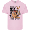 I Bring Crazy Stuff & Sh#t Funny Dog Mens Cotton T-Shirt Tee Top Light Pink