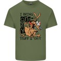 I Bring Crazy Stuff & Sh#t Funny Dog Mens Cotton T-Shirt Tee Top Military Green