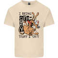 I Bring Crazy Stuff & Sh#t Funny Dog Mens Cotton T-Shirt Tee Top Natural