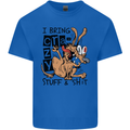 I Bring Crazy Stuff & Sh#t Funny Dog Mens Cotton T-Shirt Tee Top Royal Blue