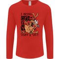I Bring Crazy Stuff & Sh#t Funny Dog Mens Long Sleeve T-Shirt Red