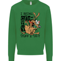 I Bring Crazy Stuff & Sh#t Funny Dog Mens Sweatshirt Jumper Irish Green