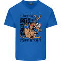 I Bring Crazy Stuff & Sh#t Funny Dog Mens V-Neck Cotton T-Shirt Royal Blue