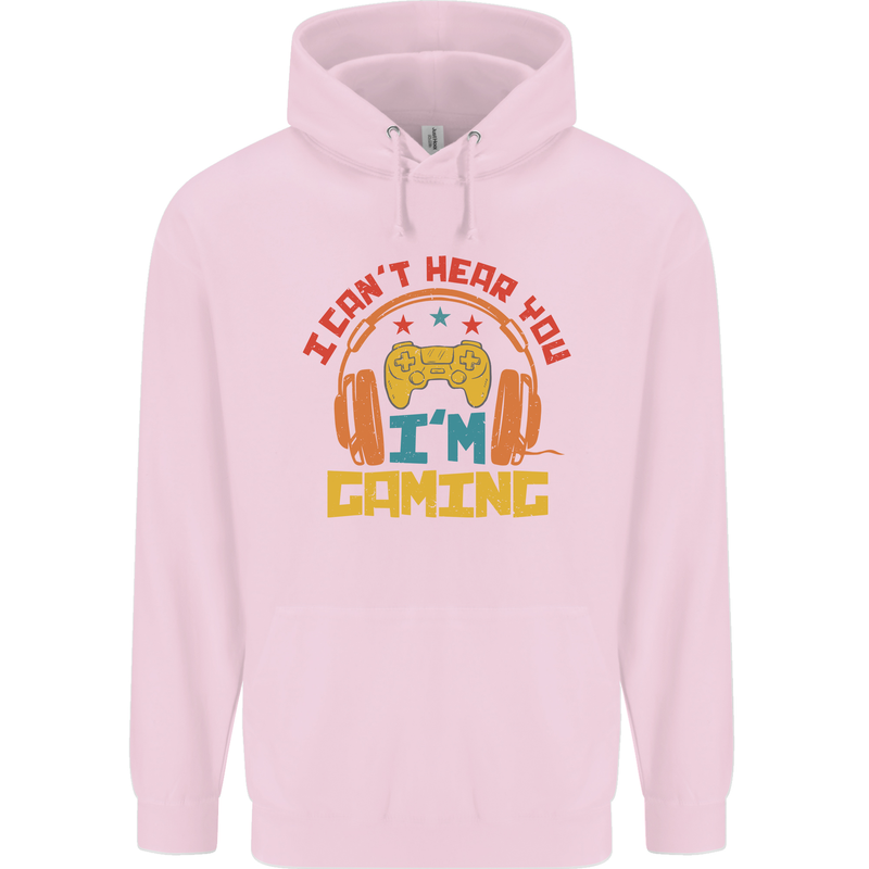 I Can't Hear You I'm Gaming Funny Gaming Childrens Kids Hoodie Light Pink
