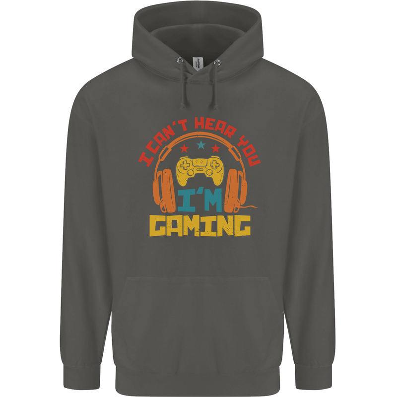 I Can't Hear You I'm Gaming Funny Gaming Childrens Kids Hoodie Storm Grey