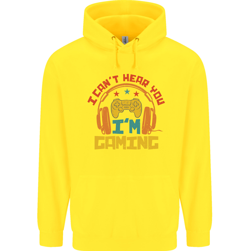 I Can't Hear You I'm Gaming Funny Gaming Childrens Kids Hoodie Yellow