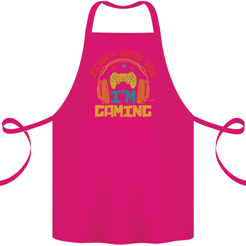 I Can't Hear You I'm Gaming Funny Gaming Cotton Apron 100% Organic Pink
