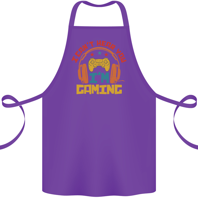 I Can't Hear You I'm Gaming Funny Gaming Cotton Apron 100% Organic Purple