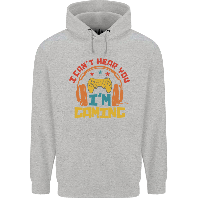 I Can't Hear You I'm Gaming Funny Gaming Mens 80% Cotton Hoodie Sports Grey