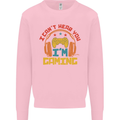 I Can't Hear You I'm Gaming Funny Gaming Mens Sweatshirt Jumper Light Pink