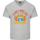 I Can't Hear You I'm Gaming Funny Gaming Mens V-Neck Cotton T-Shirt Sports Grey