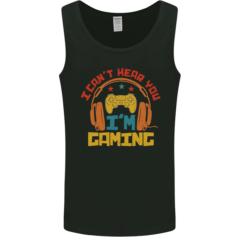 I Can't Hear You I'm Gaming Funny Gaming Mens Vest Tank Top Black