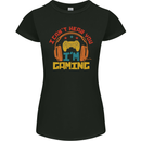 I Can't Hear You I'm Gaming Funny Gaming Womens Petite Cut T-Shirt Black