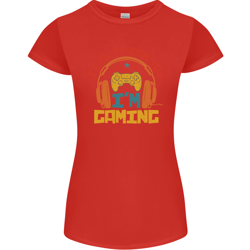 I Can't Hear You I'm Gaming Funny Gaming Womens Petite Cut T-Shirt Red