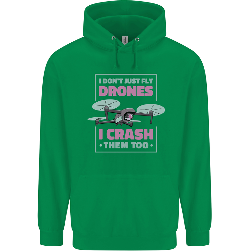 I Crash Them Too Funny Drone Pilot Childrens Kids Hoodie Irish Green