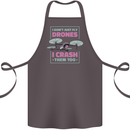 I Crash Them Too Funny Drone Pilot Cotton Apron 100% Organic Dark Grey