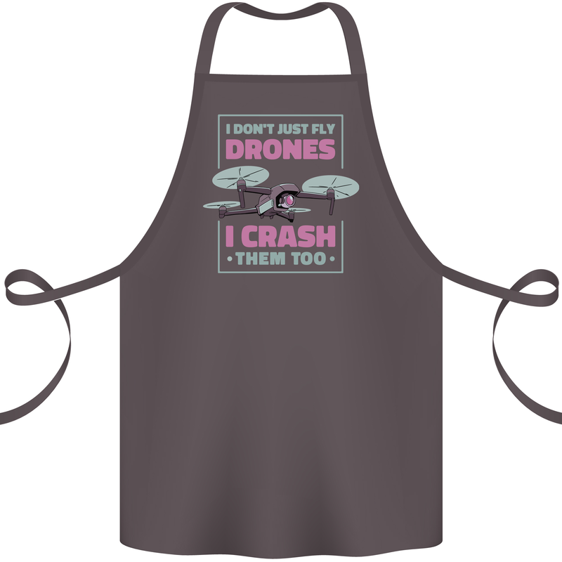 I Crash Them Too Funny Drone Pilot Cotton Apron 100% Organic Dark Grey