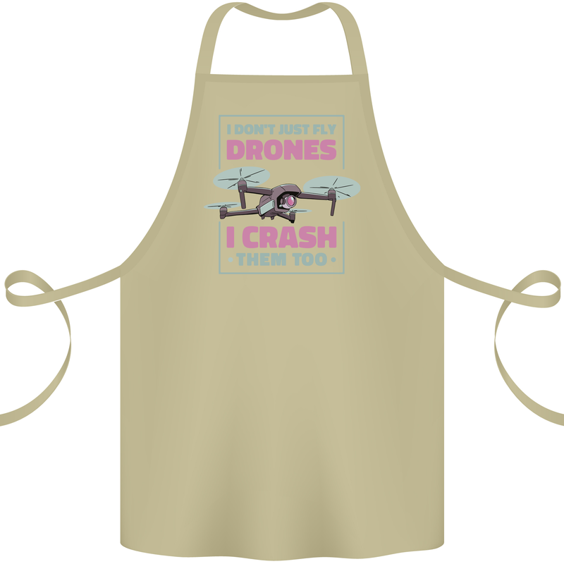 I Crash Them Too Funny Drone Pilot Cotton Apron 100% Organic Khaki