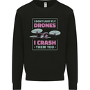 I Crash Them Too Funny Drone Pilot Kids Sweatshirt Jumper Black