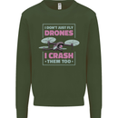 I Crash Them Too Funny Drone Pilot Kids Sweatshirt Jumper Forest Green