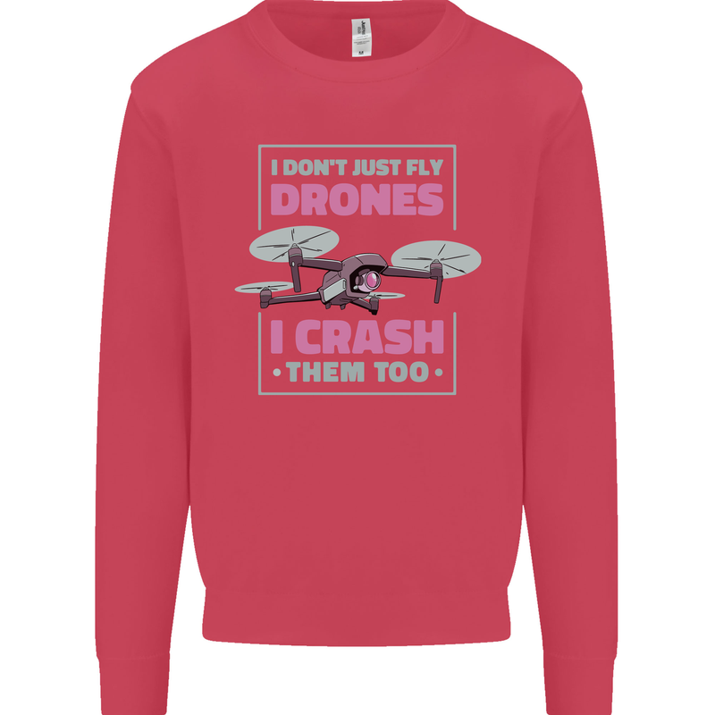 I Crash Them Too Funny Drone Pilot Kids Sweatshirt Jumper Heliconia