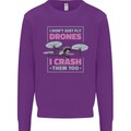 I Crash Them Too Funny Drone Pilot Kids Sweatshirt Jumper Purple