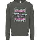 I Crash Them Too Funny Drone Pilot Kids Sweatshirt Jumper Storm Grey