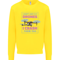 I Crash Them Too Funny Drone Pilot Kids Sweatshirt Jumper Yellow
