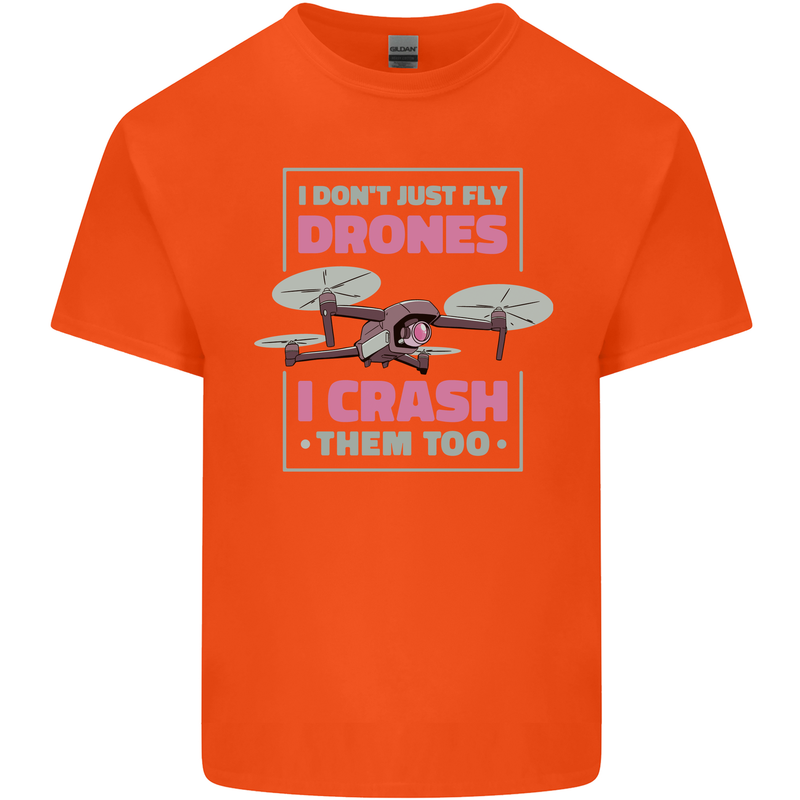 I Crash Them Too Funny Drone Pilot Kids T-Shirt Childrens Orange