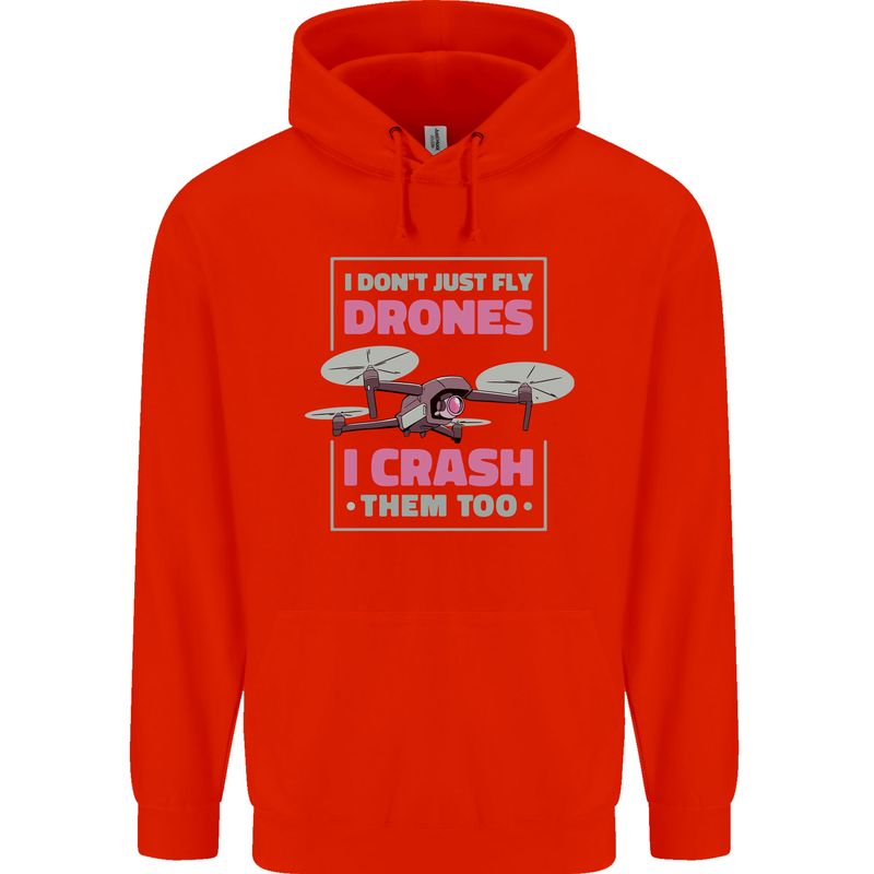 I Crash Them Too Funny Drone Pilot Mens 80% Cotton Hoodie Bright Red
