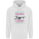 I Crash Them Too Funny Drone Pilot Mens 80% Cotton Hoodie White