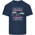 I Crash Them Too Funny Drone Pilot Mens Cotton T-Shirt Tee Top Navy Blue