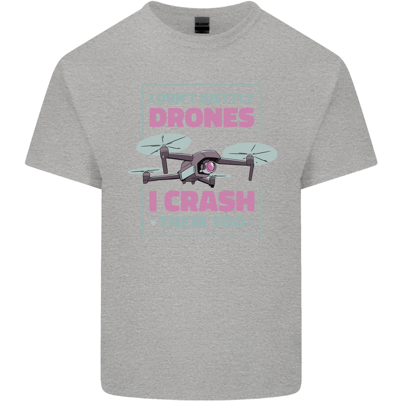 I Crash Them Too Funny Drone Pilot Mens Cotton T-Shirt Tee Top Sports Grey