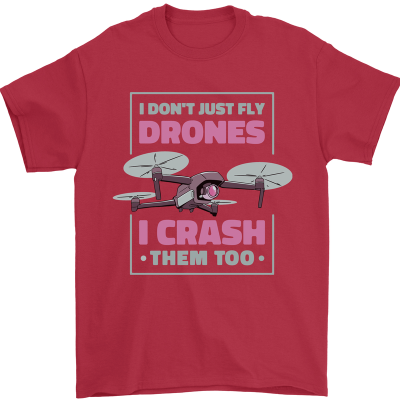I Crash Them Too Funny Drone Pilot Mens T-Shirt 100% Cotton Red