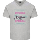 I Crash Them Too Funny Drone Pilot Mens V-Neck Cotton T-Shirt Sports Grey