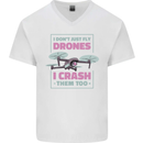 I Crash Them Too Funny Drone Pilot Mens V-Neck Cotton T-Shirt White