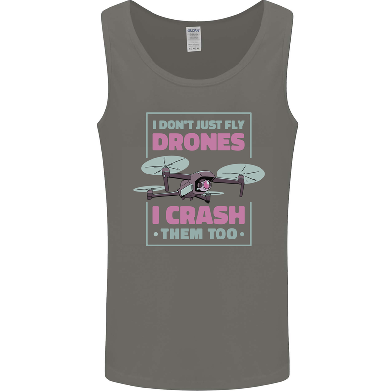 I Crash Them Too Funny Drone Pilot Mens Vest Tank Top Charcoal