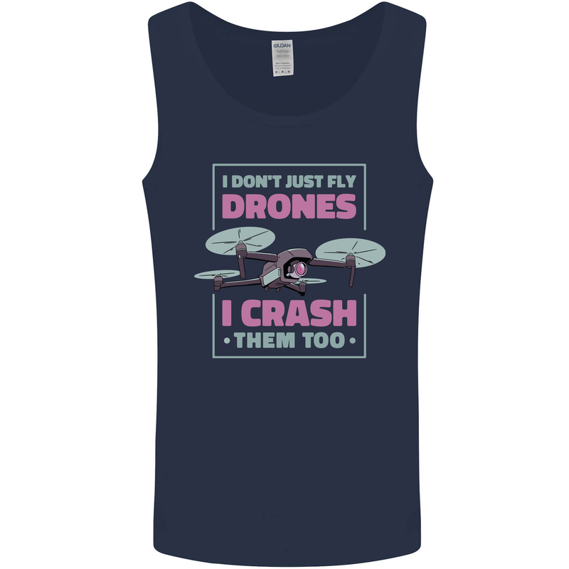 I Crash Them Too Funny Drone Pilot Mens Vest Tank Top Navy Blue