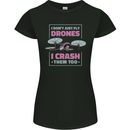 I Crash Them Too Funny Drone Pilot Womens Petite Cut T-Shirt Black