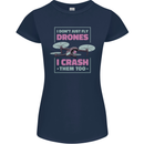 I Crash Them Too Funny Drone Pilot Womens Petite Cut T-Shirt Navy Blue