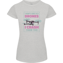 I Crash Them Too Funny Drone Pilot Womens Petite Cut T-Shirt Sports Grey