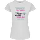 I Crash Them Too Funny Drone Pilot Womens Petite Cut T-Shirt White