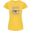 I Crash Them Too Funny Drone Pilot Womens Petite Cut T-Shirt Yellow