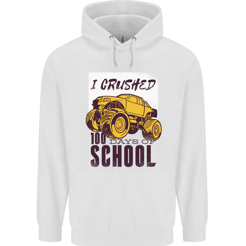 I Crushed 100 Days of School Monster Truck Childrens Kids Hoodie White
