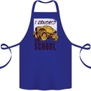 I Crushed 100 Days of School Monster Truck Cotton Apron 100% Organic Royal Blue