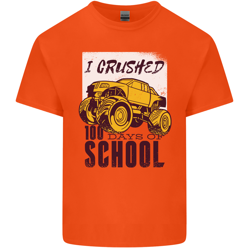 I Crushed 100 Days of School Monster Truck Kids T-Shirt Childrens Orange