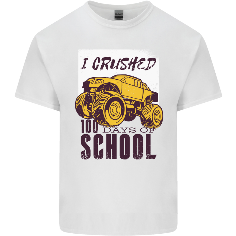 I Crushed 100 Days of School Monster Truck Kids T-Shirt Childrens White