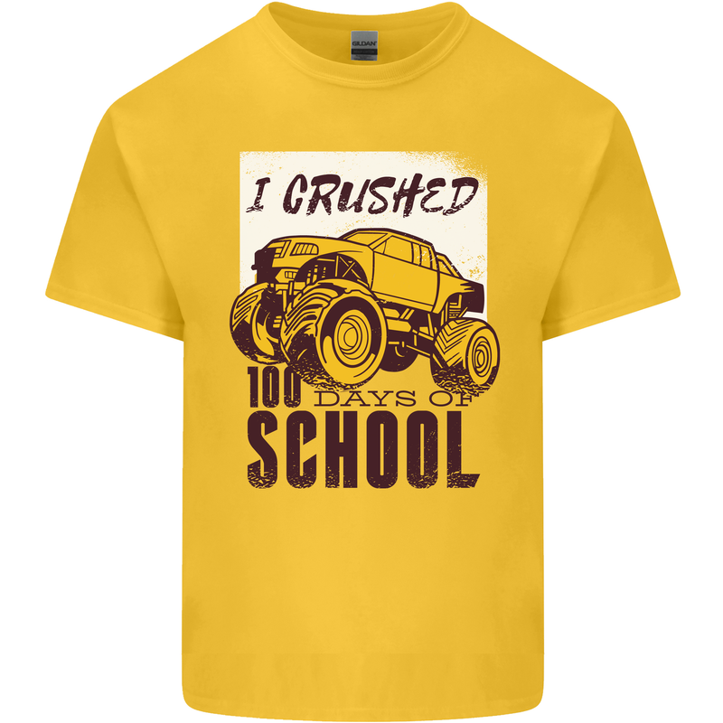I Crushed 100 Days of School Monster Truck Kids T-Shirt Childrens Yellow