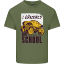 I Crushed 100 Days of School Monster Truck Mens Cotton T-Shirt Tee Top Military Green